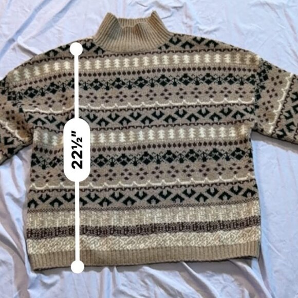 Chloe & Jasmine brand Long Sleeve Mockneck Turtleneck Sweater, Brown/Beige LARGE - Picture 7 of 8